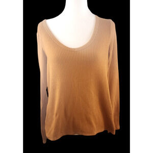 American Eagle Burnt Orange Lightweight Long-Sleeve V-Neck Sweater Women's Med